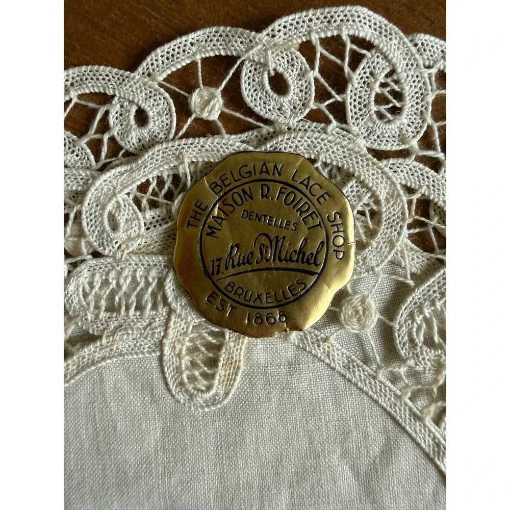 Vintage Belgian Lace Linen Set Of 6 Doilies Romantic Wedding Collectible